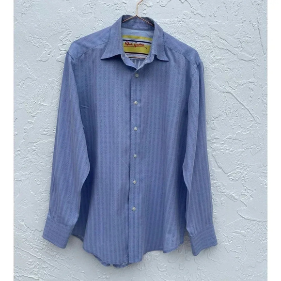 Robert Graham Mens Long Sleeve Button Down Cotton Shirts Blue Sz M - Picture 1 of 11